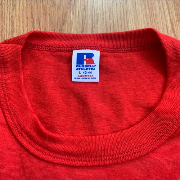 Raging Ram’s Spirit T-shirt Large Russell Athletic Red 80’s Vtg Single Stitch - Picture 3 of 8
